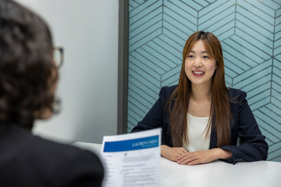 Young woman in a business meeting with an intervie