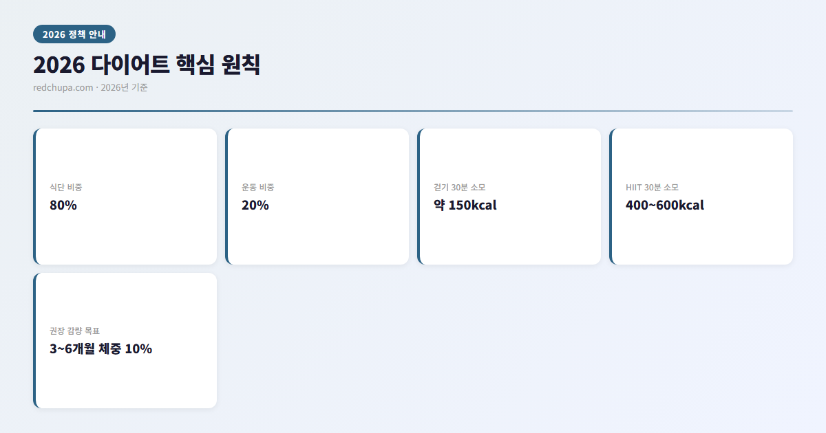 2026 다이어트 방법 총정리 - 봄철 살빼기 원리부터 실천 팁까지 3 2026 다이어트 핵심 원칙 인포그래픽