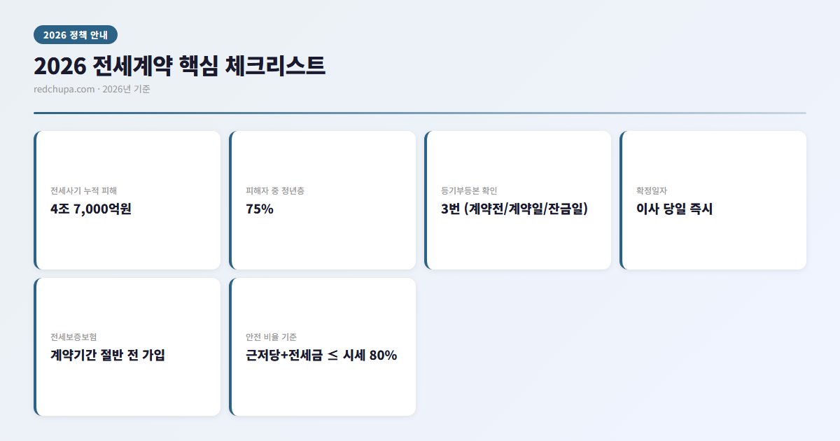 전세계약, 챙겨야 할 것들 3 2026 전세계약 핵심 체크리스트 인포그래픽