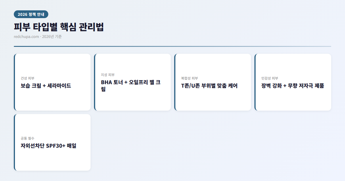 피부 타입별 핵심 관리법 인포그래픽