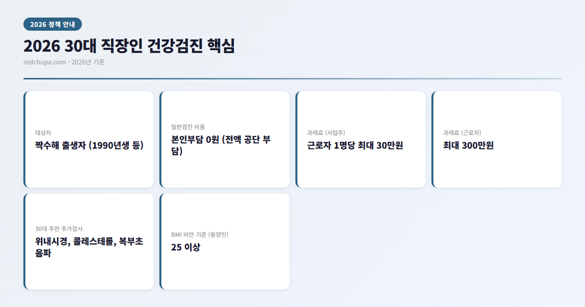 2026 30대 직장인 건강검진 핵심 정리 인포그래픽