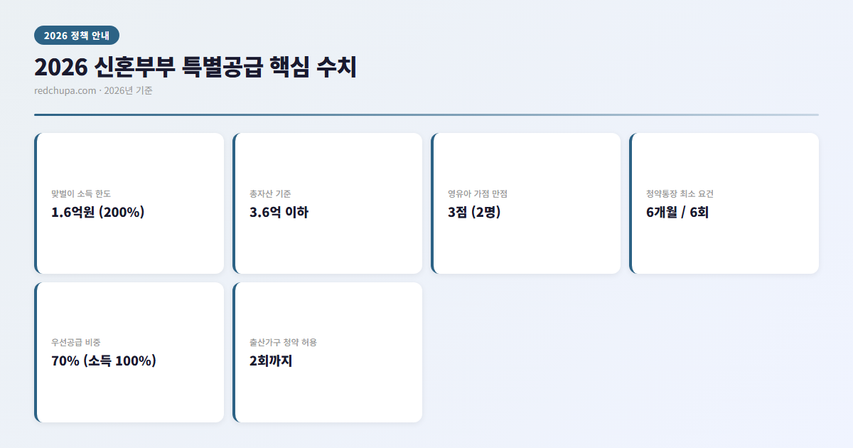 2026 신혼부부 특별공급 핵심 수치 인포그래픽