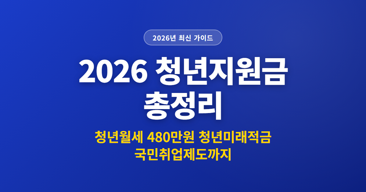 2026 청년지원금 총정리 | 청년월세 480만원 청년미래적금 국민취업제도까지