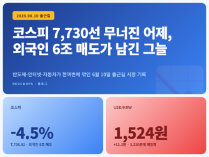 코스피 7,730선 무너진 어제, 외국인 6조 매도가 남긴 그늘